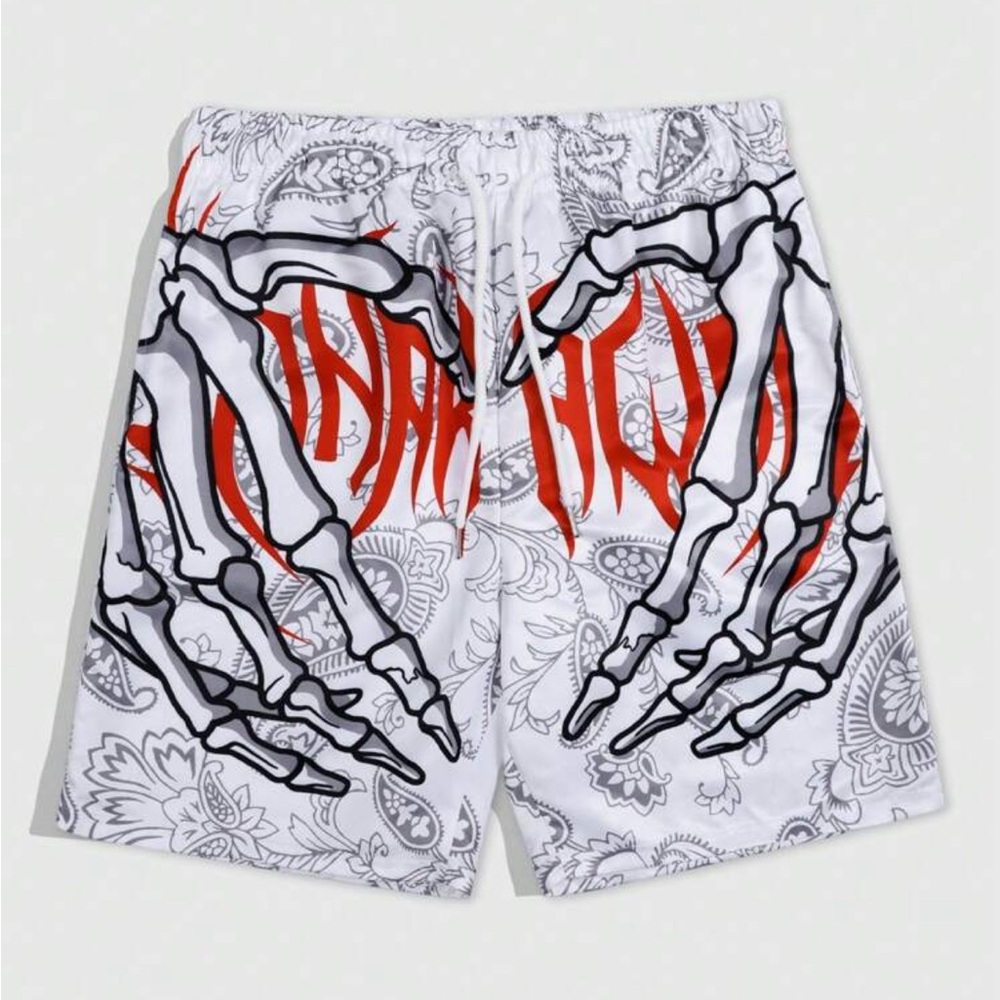 Skeleton Print Shorts